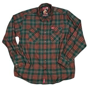 Dixxon Flannel Shirt Mens XL Mistletoe Christmas Plaid Green Holiday Snap